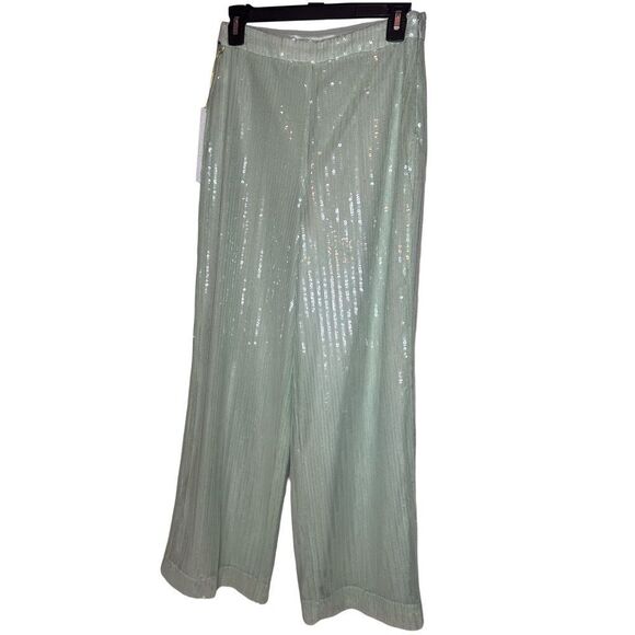 House of Harlow 1960 Sequin Side Zip Wide Leg Pants Sz 2 - Picture 2 of 8